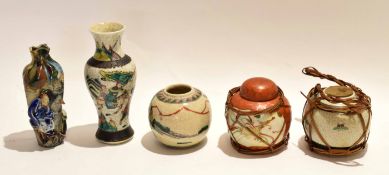 Group of Chinese porcelain items including two ginger jars in polychrome decoration, a further