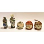 Group of Chinese porcelain items including two ginger jars in polychrome decoration, a further