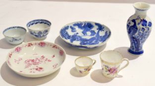 Collection of Chinese and European ceramics including a dragon dish, a further dish with puce