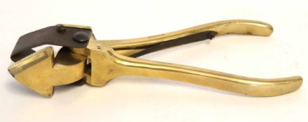 Vintage heavy brass and iron cow's ear tagger, 26cm long