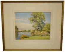 After Robert Houston, two coloured prints, Scottish landscapes, together with a further coloured