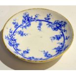 18th century Sevres saucer decorated in blue camieu, Sevres mark to base and date letter for 1763