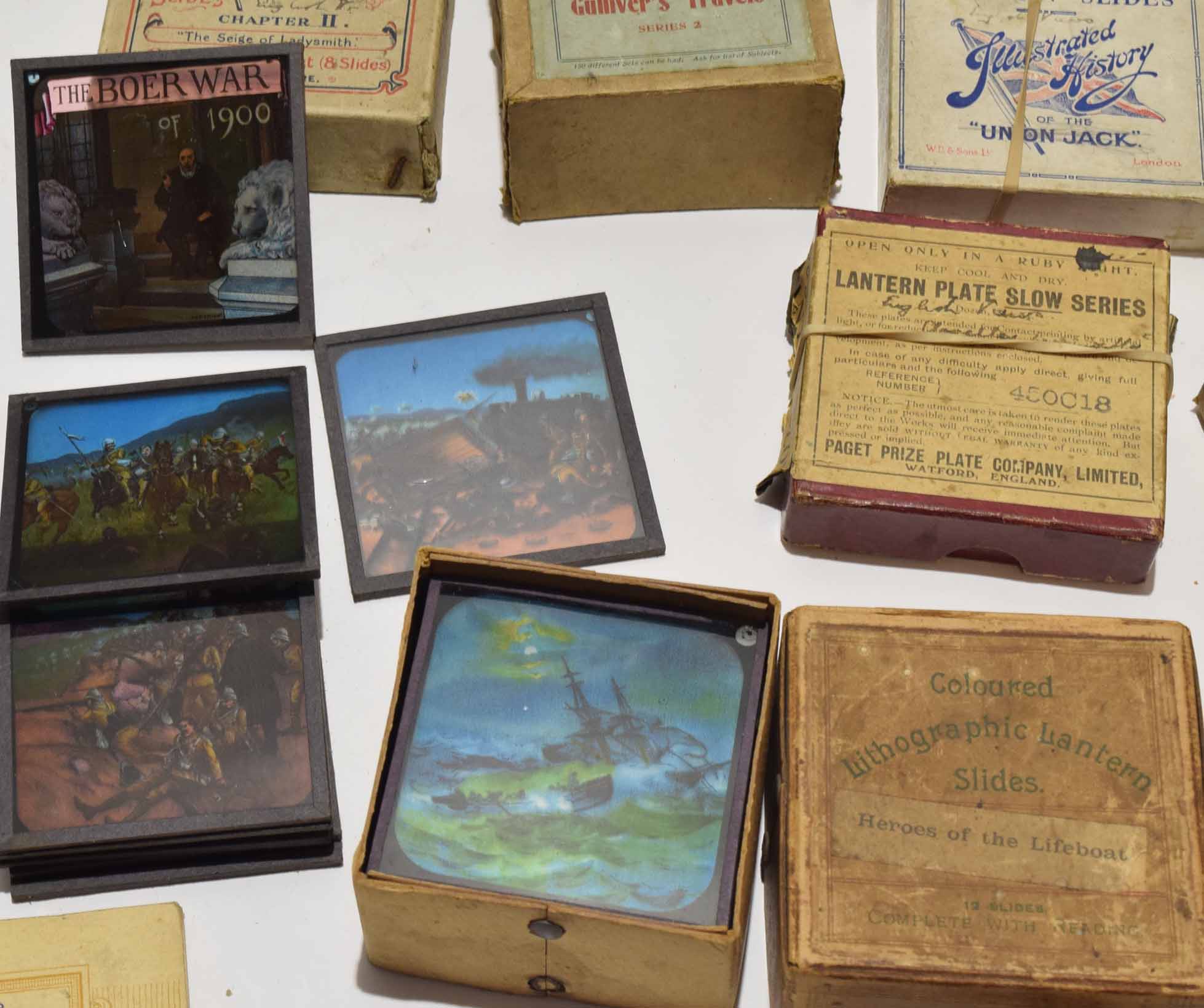 Collection of boxed sets of magic lantern slides, including The Boer War Chapter 2, Jack the Giant - Image 2 of 4