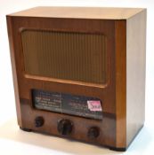 Mixed Lot: comprising a wooden cased radio, a Pilot radio of rectangular form with central glazed