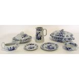 Extensive quantity of Spode dinner wares in the Blue Bowpot pattern comprising muffin dish and