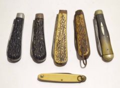 **Mixed Lot: comprising six various folding pocket knives including two with black composite grips