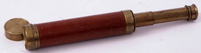Mid-19th century mahogany and brass three draw telescope (a/f) of typical form with sliding eye