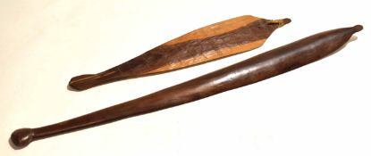 Mixed Lot: comprising two various Australian 20th century hardwood Woomeras/spear throwers (both