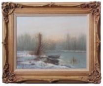 AR David F Dane, "December evening" oil on canvas, signed lower left 29 x 39cm