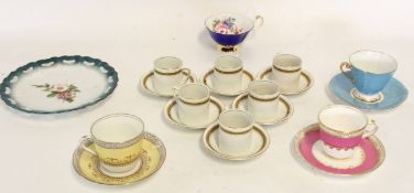 Group of coffee cans and saucers together with various other English porcelain, tea cups and