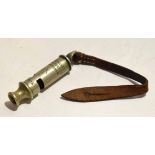 WWI period whistle of cylindrical form, A De Courcy & Co - Frankfort St, Birmingham, marked with a