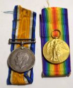 WWI pair comprising British War Medal and Victory Medal to R4-127837 Pte W R Ball ASC (2)