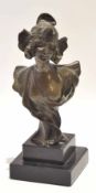 Jacolo signed bronze patinated half-length figure of a young lady on a black marble base, 16cm high
