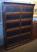 Good quality mahogany framed five-tier Globe Wernicke type bookcase with leaded and glazed doors