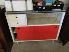 RETRO 1960S/1970S SIDEBOARD WITH TWO DRAWERS WITH TWO GLASS SLIDING DOORS WITH TWO PANELLED