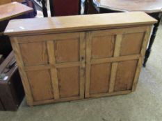 PINE FRAMED WALL MOUNTED TWO-PANELLED DOOR CUPBOARD