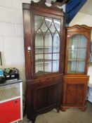 LATE 19TH CENTURY CORNER CUPBOARD WITH GLAZED FRONT