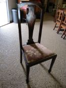 GOOD QUALITY SET OF FOUR EDWARDIAN ROSEWOOD DINING CHAIRS WITH INLAID SPLAT BACKS AND FLORAL