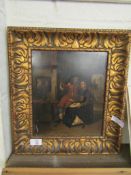 19TH CENTURY DUTCH SCHOOL OIL ON TIN IN A GILT FRAME