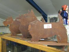 THREE STEEL LASER CUT GARDEN MODELS OF SCOTTIE DOGS (3)