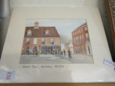 THREE UNFRAMED PRINTS OF AYLSHAM MARKET PLACE