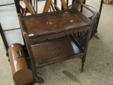 OAK FRAMED TWO-TIER TEA TROLLEY