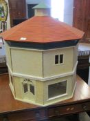 GOOD QUALITY SCRATCH BUILT HEXAGONAL FORMED THREE-TIER DOLLS HOUSE