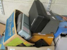 BOX CONTAINING ASSORTED PROJECTOR, POWER SUPPLY UNITS ETC