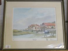 FRAMED R HAYDON SIGNED PRINT OF BLAKENEY QUAY