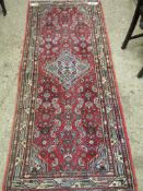 GOOD QUALITY MODERN CARPET WITH RED GROUND AND GEOMETRIC DESIGN