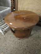 WALNUT CIRCULAR TWO-TIER OCCASIONAL TABLE ON SHAPED SUPPORTS