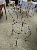 GOOD QUALITY BRUSHED STEEL TWISTED METAL GARDEN CHAIR WITH CIRCULAR LATTICE SEAT