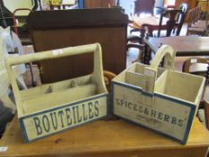 TWO MODERN PINE FRAMED STAINED TRUGS