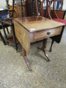 SMALL PROPORTIONED MAHOGANY SOFA TYPE TABLE WITH SINGLE DRAWER WITH TWO DROP FLAPS WITH PLANK ENDS