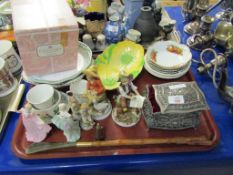 TRAY CONTAINING MIXED ORNAMENTS, CARLTON WARE DISH ETC