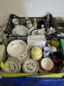 TWO BOXES CONTAINING MIXED MOUNTAIN WOOD STONEWARE PLATES, DISHES, VASES ETC (2)