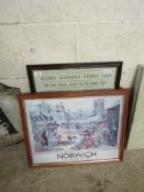 TWO ORIENTAL WICKER HATS, A FURTHER ALFRED CLIFFORD PATENT TRAP, A REPRODUCTION NORFOLK SIGN AND
