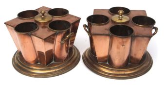 Pair of interesting brass and copper "White Star" Line wine coolers, each fitted for four bottles