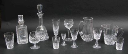 Extensive collection of Waterford Kenmare crystal glass comprising two decanters, two water jugs and