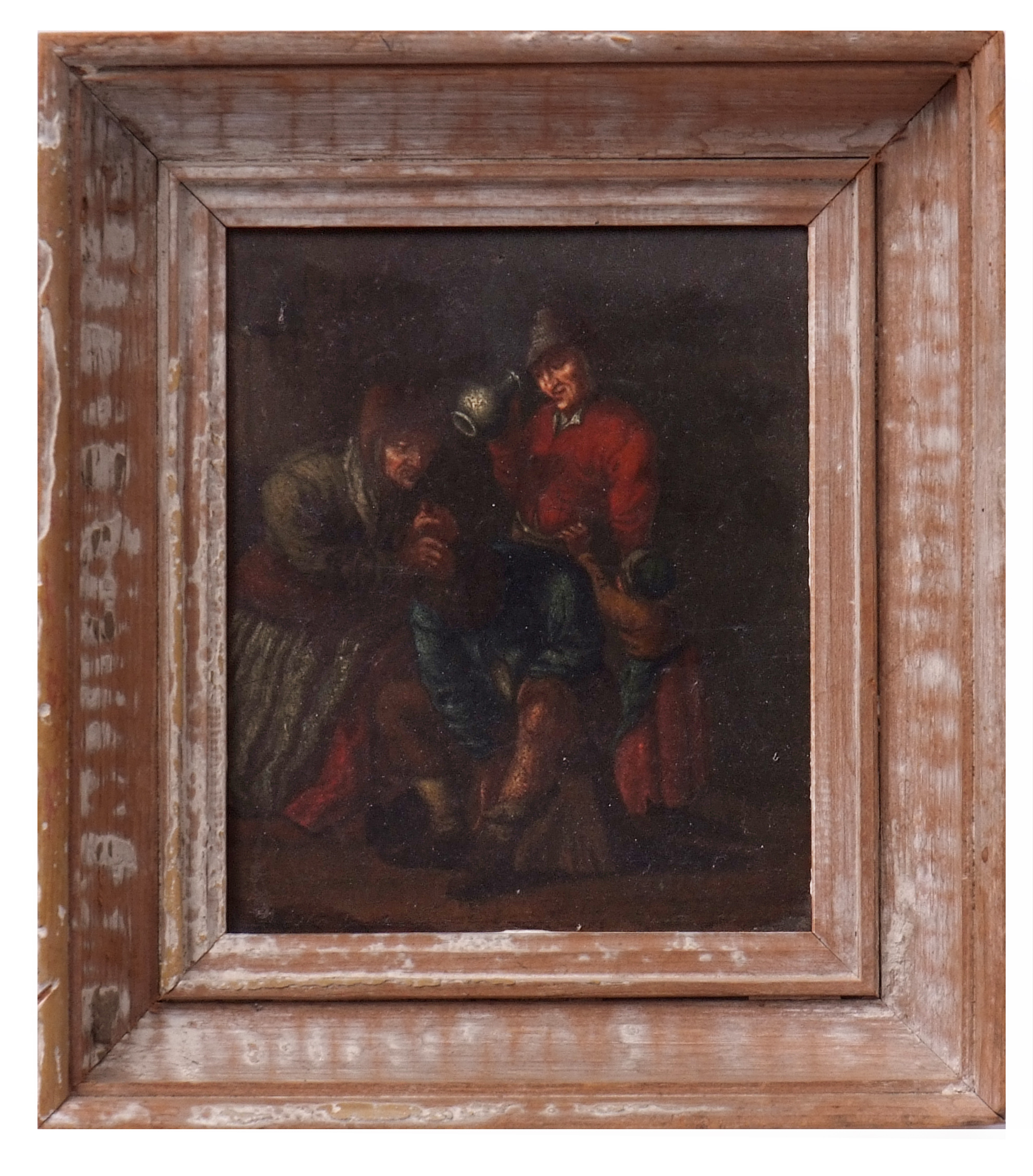 Follower of David Tenniers (18th century) Merrymaking scenes pair of oils on panel 16 x 14cms (2) - Image 2 of 3