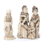 Two Japanese ivory Okimone, Meiji period, modelled as a family group and an elderly gentleman,