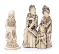 Two Japanese ivory Okimone, Meiji period, modelled as a family group and an elderly gentleman,