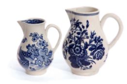 Two Worcester porcelain sparrowbeak jugs, one with the three flowers design, the other with the