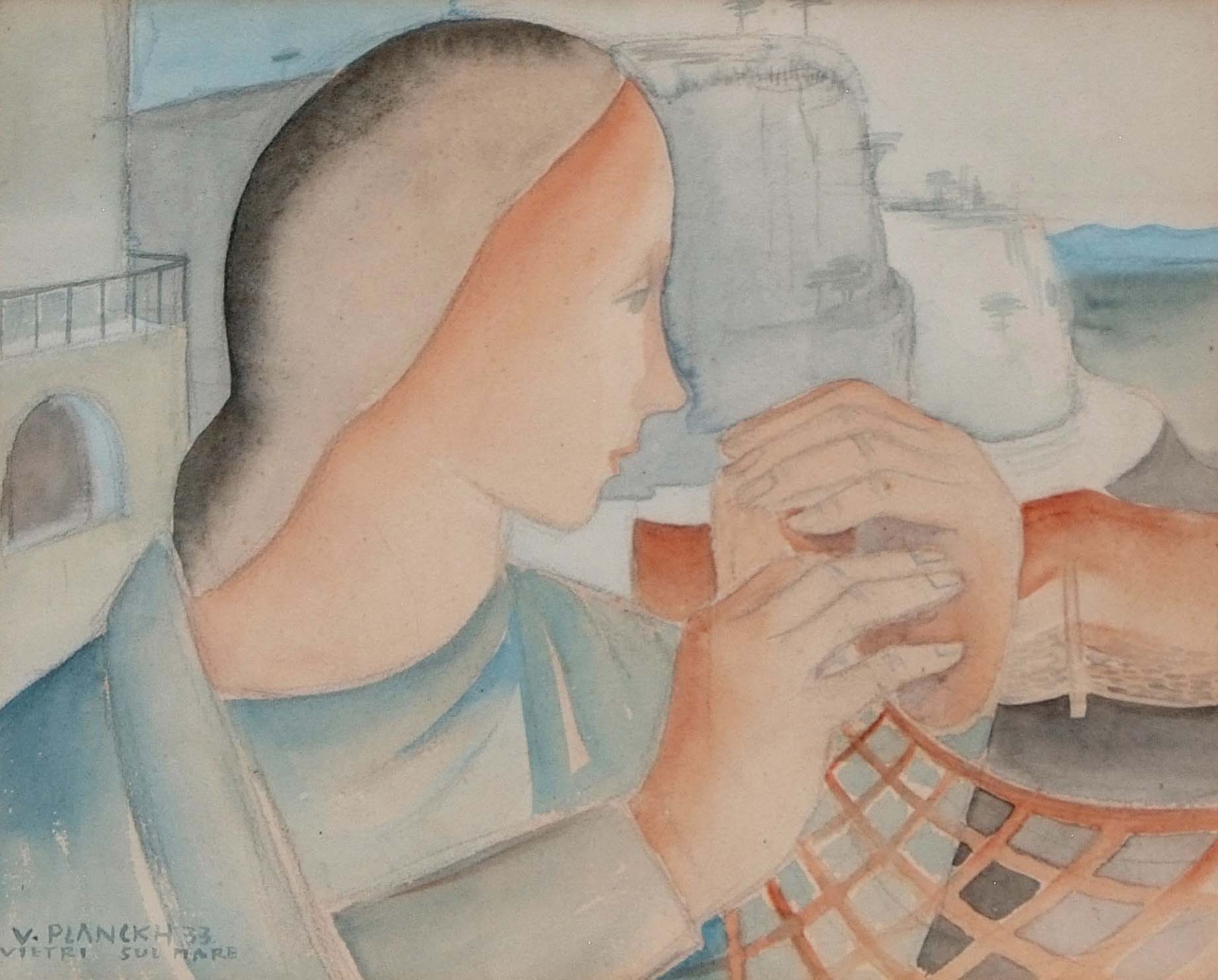 Viktor Planckh (1904-1941), Female figure, watercolour, signed, dated 33 and inscribed "Vietri sur