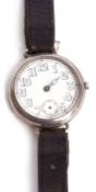 First quarter of 20th century silver cased wrist watch, Rolex, the Swiss 15-jewel movement with