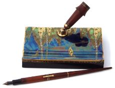 Mid-20th century Carltonware pen holder decorated with an Art Deco lustre design of trees, pattern