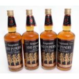 Seagrams 100 Pipers de luxe Scotch whisky, 26 2/3 fl oz, 70% proof, (4)