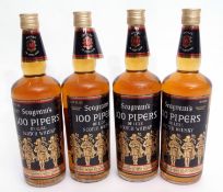 Seagrams 100 Pipers de luxe Scotch whisky, 26 2/3 fl oz, 70% proof, (4)
