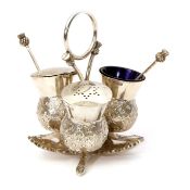 George VI Scottish table cruet, the base modelled in the form of a thistle leaf with central ring