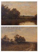 Follower of David Bates (19th century), "Epsom Common, Surrey" and "Lane near Epsom, Surrey", pair